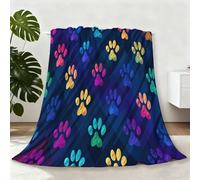 Mantas Acogedora para Sofa Franela 100 x 140 cm, Manta Cálida Extra para Invierno Ultra Suave Polar - Elegantes Huellas De Patas De Perro En Degradado Manta Gruesa Azul Oscuro para Cama Sala de Estar