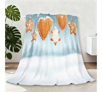 Mantas Acogedora para Sofa Franela 100 x 140 cm, Manta Cálida Extra para Invierno Ultra Suave Polar - Navidad Estrellas Copos De Nieve Pan De Jengibre Manta Gruesa Crema para Sofá Cama Sala de Estar