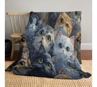 Mantas con Diferentes Razas De Gatos 150x200cm, Manta De Franela Lindos Animales De Acuarela Cálida Y Afelpada para Todas Las Estaciones Suave Cómoda Y De Microfibra para Interiores Y Exteriores