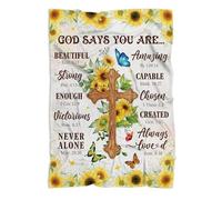 Mantas cristianas para mujeres y hombres, manta con texto en inglés "God says you are", cruz de fe de Jesús, manta inspiradora con versículo bíblico