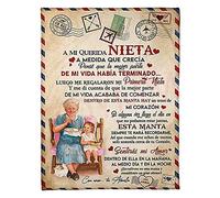 Mantas De Franela Suave Personalizada, Manta para Mi Nieta Carta De Abuela Fuzzy Throws Blanket,Manta para Sofá,Mantas De Oficina Nieta Regalos De Cumpleaños Navidad,Abuela A Nieta13,130*150CM