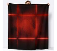 Mantas de Lana Franela Líneas Cuadradas Geométricas Neón Brillante, Mantas de Peluche Extra y esponjosas, Rojo Manta Sofá Microfibra Ligera y Acogedora/Manta Sofá, para niños Adultos 180 x 200 cm