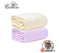 Mantas de Muselina Bebés Recién Nacidos, Toalla de Baño 6 Capas de Algodón Muselina Toalla Swaddle Suave Transpirables Multifunciones Unisex Mantas para Bebés (105x105cm,Amarillo + Rosa)