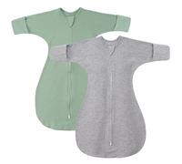 Mantas Envolventes para Bebé Algodón Saco de Dormir Bebés Swaddle Bebe con Cremallera Bidireccional para 3-6 Meses Verde & Gris