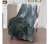 Mantas Lana Franela, Mantas Peluche Extra Suaves Y Esponjosas, Manta Sofá Microfibra Ligera Y Acogedora/Manta Sofá Para Adultos, 150 X 200 Cm, Templos Montaña Vista Aérea Rodeada Nubes Y Niebla.