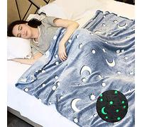 Mantas Luminosas Que Brillan Oscuridad Mantas para Sofás de Felpa de Franela Manta Suave para Cama Estrella Lunas Manta Cálida para Niños Niñas Regalo de Cumpleaños de Navida,Grey2,100cm*150cm