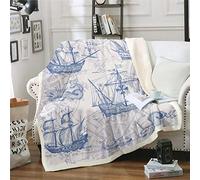 Mantas náuticas de forro polar para niños y adultos, tapices de brújula de velero vintage para colgar en la pared, para niños, adolescentes, manta temática del océano, manta de aventura del mar, mant