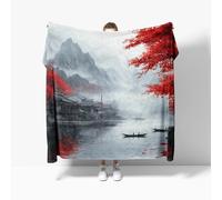 Mantas para Cama Manta Sofa 150x200 cm, Manta de Franela Pintura de Feng Shui Chino Suave y Caliente Cobijas de Otoño Invierno para Niños y Adultos, Arte Chino Manta Ligera de Regalo para Viajes