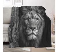 Mantas para Cama Sofa 100x130 cm, Manta de Franela Primer Plano de Un LeóN Animal Suave y Caliente Cobijas de Otoño Invierno para Niños y Adultos, Gris Frazada Ligera de Regalo para Viajes