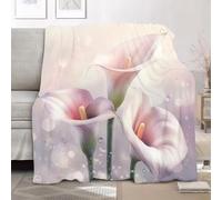 Mantas para Cama Sofa 180x220 cm, Manta de Franela Flores de Cala de EnsueñO En 3D Suave y Caliente Cobijas de Otoño Invierno para Niños y Adultos, Rosa Frazada Ligera de Regalo para Viajes