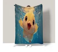 Mantas para Cama Sofa 230X270Cm, Manta De Franela Azul Claro Patito Adorable Suave Caliente Cobijas De Otoño para Niños Adultos, Animales De Anime Manta Ligera De Regalo para Viajes