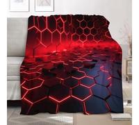 Mantas para Cama Sofa 70x100 cm, Manta de Franela Colmena GeoméTrica de Ciencia FiccióN Suave Cobijas de Otoño Invierno para Niños y Adultos, Colores NeóN Frazada Ligera de Regalo para Viajes