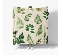 Mantas para Cama Sofa 70x100 cm, Manta de Franela Estampados BotáNicos Pintados a Mano Suave y Caliente Cobijas de Otoño Invierno para Niños y Adultos, Verde Claro Frazada ligera de Regalo para Viajes