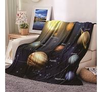 Mantas para camas, de doble tamaño, invierno, multicolor, manta de franela con estampado de nueve planetas, manta para sofá de 52 x 60 pulgadas