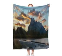 Mantas suaves y cálidas para sofá, con el amanecer en el Monte Rundle y los lagos Vermillion, junto al Parque Nacional Banff. Mantas acogedoras para la cama, decoración de la sala de estar, 30 x 40