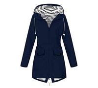 Manteau Imperméable Femme Grande Taille Veste Coupe-Vent avec Poches et Zippée Manteau Coupe-Vent de Couleur Unie À Capuche Imperméables pour Femmes Veste de Pluie Femme Vestes de Extérieur Blazer