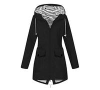 Manteau Imperméable Femme Grande Taille Veste Coupe-Vent avec Poches et Zippée Manteau Coupe-Vent de Couleur Unie À Capuche Imperméables pour Femmes Veste de Pluie Femme Vestes de Extérieur Blazer