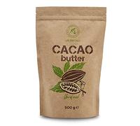 Manteca de Cacao - 500g - Theobroma Cacao - Pura y Natural - Prensada en Frío - Cruda sin Refinar - Manteca de Cacao Comestible - Cacao para Cocinar y Cuidado de la Belleza