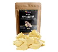 Manteca de cacao natural, hidratante corporal cruda y orgánica sin refinar para pieles sensibles, antienvejecimiento, cicatrices y alivio del eccema: mantequilla cruda premium de Ghana (8 onzas)
