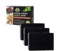 Manteca de Cacao Orgánica Jabón Negro de Limpieza Profunda Jabón Negro de Limpieza Profunda para la Piel Jabón Negro Africano Barra de Jabón Natural para el Rostro Jabón de Barra de Carbón Activado
