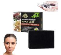 Manteca de Cacao Orgánica Jabón Negro de Limpieza Profunda Jabón Negro de Limpieza Profunda para la Piel Jabón Negro Africano Barra de Jabón Natural para el Rostro Jabón de Barra de Carbón Activado