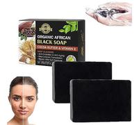 Manteca de Cacao Orgánica Jabón Negro de Limpieza Profunda Jabón Negro de Limpieza Profunda para la Piel Jabón Negro Africano Barra de Jabón Natural para el Rostro Jabón de Barra de Carbón Activado