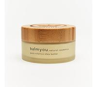 Manteca de karité nilótica pura de balmyou en tarro de cristal de 100 ml con tapa de bambú y certificación de cosmética natural de Uganda, sin refinar, prensada en frío, vegana y sin aditivos