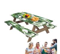 Mantel ajustado para mesa de picnic con fundas de banco, elegantes manteles de picnic, hermosos manteles elásticos a prueba de agua para mesas, , pintura, picnics