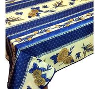 Mantel antimanchas con diseño de girasol de abeja - rectangular o redondo, varios tamaños, fácil de limpiar, estilo provenzal para cocina y jardín (azul, 120 x 150 cm)