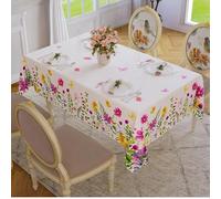 Mantel Antimanchas Flores Amarillas Y Rosas Mantel Mesa Rectangular Poliéster Manteles de Mesa Impermeable Lavable Manteles Antimanchas para Casa Comedor Cocina Fiesta(140x200cm)