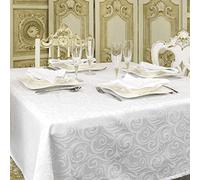 Mantel blanco de lujo, tratamiento antimanchas, tamaño grande, referencia Lyon, 150 x 200 cm