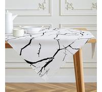 Mantel Blanco y Negro Moderno con Textura de Mármol Abstracto de Lino para Mesa de Cocina Decoración de Interiores para Fiestas de Invierno y Primavera 100 x 100 cm