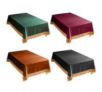 Mantel cuadrado de terciopelo con borlas, 65 x 65 cm, estilo elegante, tela de felpa suave, resistente a las arrugas, decorativo para mesa de comedor (verde oscuro)