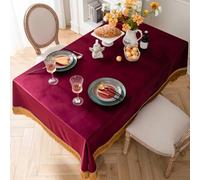 Mantel cuadrado de terciopelo con borlas, 65 x 65 cm, estilo elegante, tela de felpa suave, resistente a las arrugas, decorativo para mesa de comedor para el hogar (clarete)