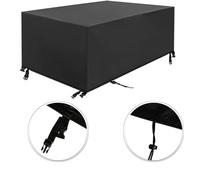 Mantel cuadrado / rectangular para mesa de jardín, 145 x 135 x 73 cm, impermeable, 420D, tela Oxford, resistente al viento, anti-UV, ratán para exteriores, mesa y silla