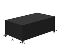 Mantel cuadrado resistente a la intemperie de 71 x 59 x 31 pulgadas, tela Oxford, a prueba de desgarros, a prueba de polvo, protección de hojas caídas, correas laterales, funda negra para muebles de