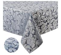 Mantel cuadrado Tektrum de jacquard damasco de 182 x 182 cm. Impermeable, antiderrames, antimanchas, antiarrugas y resistente. Ideal para banquetes, f
