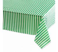 Mantel de 137 x 274 cm, diseño de rayas verdes y blancas, mantel rectangular desechable de plástico verde para picnic, baby shower, boda, Navidad, fiestas de cumpleaños
