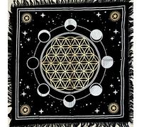 Mantel de altar dorado con diseño de búho salvaje de la suerte, mantel de brujería, mantel de tarot, tela superior de Wicca, cuadrado, wicca, espiritual, sagrada (fases lunares, 45,72 x 45,72 cm)