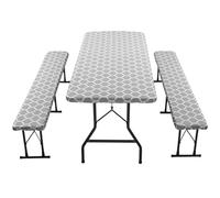 Mantel de camping, 3 piezas/juego de cubierta de mesa de picnic con cubiertas de banco, 30 x 72 pulgadas, impermeable, antideslizante, elástico, cubierta de mesa de picnic, mantel de camping para ext