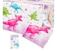 Mantel de dinosaurio de acuarela, 1 paquete de 54 x 108 pulgadas, suministros de fiesta de dinosaurios para niños y niñas, decoración de fiesta de cumpleaños, plástico desechable, rectangular, impreso