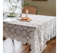 Mantel de encaje blanco hecho a mano, diseño floral romántico, mantel rectangular de ganchillo, elegante decoración de comedor, perfecto para bodas y ocasiones especiales (130 x 260 cm)