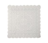 Mantel de encaje blanco para mesa de café, mueble de TV y comedor, elegante mantel de poliéster con patrón floral de rosas para boda, fiesta, decoración rústica (60 x 60 cm)