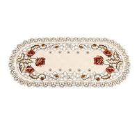 Raguso Mantel Estilo Europeo Rojo Floral Elegante Cubierta de Mesa Flor Hueco Bordado Camino de Mesa Exquisito Mantel pequeño Decorar para Bodas Banquete TV gabinete Mesa de Centro(Oval)
