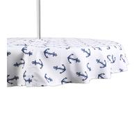 Mantel de exterior con estampado de anclas DII y cremallera, redondo, 60 cm