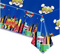 Mantel de fiesta de superhéroe azul, mantel de fiesta de superhéroe para niños, 130x220 cm, plástico de Marvel Avengers Spiderman City, cumpleaños, decoración de fiesta temática de Spiderman