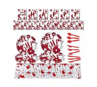 Mantel de Halloween aterrador, decoración de terror de Halloween, manteles de plástico horribles de