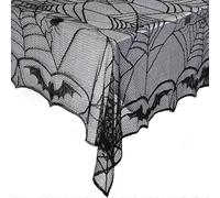 Mantel de Halloween con encaje rectangular y telaraña negra para fiesta gótica de Halloween, decoración