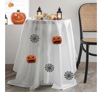 Mantel de Halloween, mantel de fiesta de Halloween, ambiente festivo, mantel de telaraña de calabaza