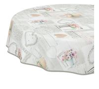 Mantel de Hule Lavable, fácil de Limpiar, Efecto Loto, Exterior, jardín, Flores, 120 cm (Redondo)
